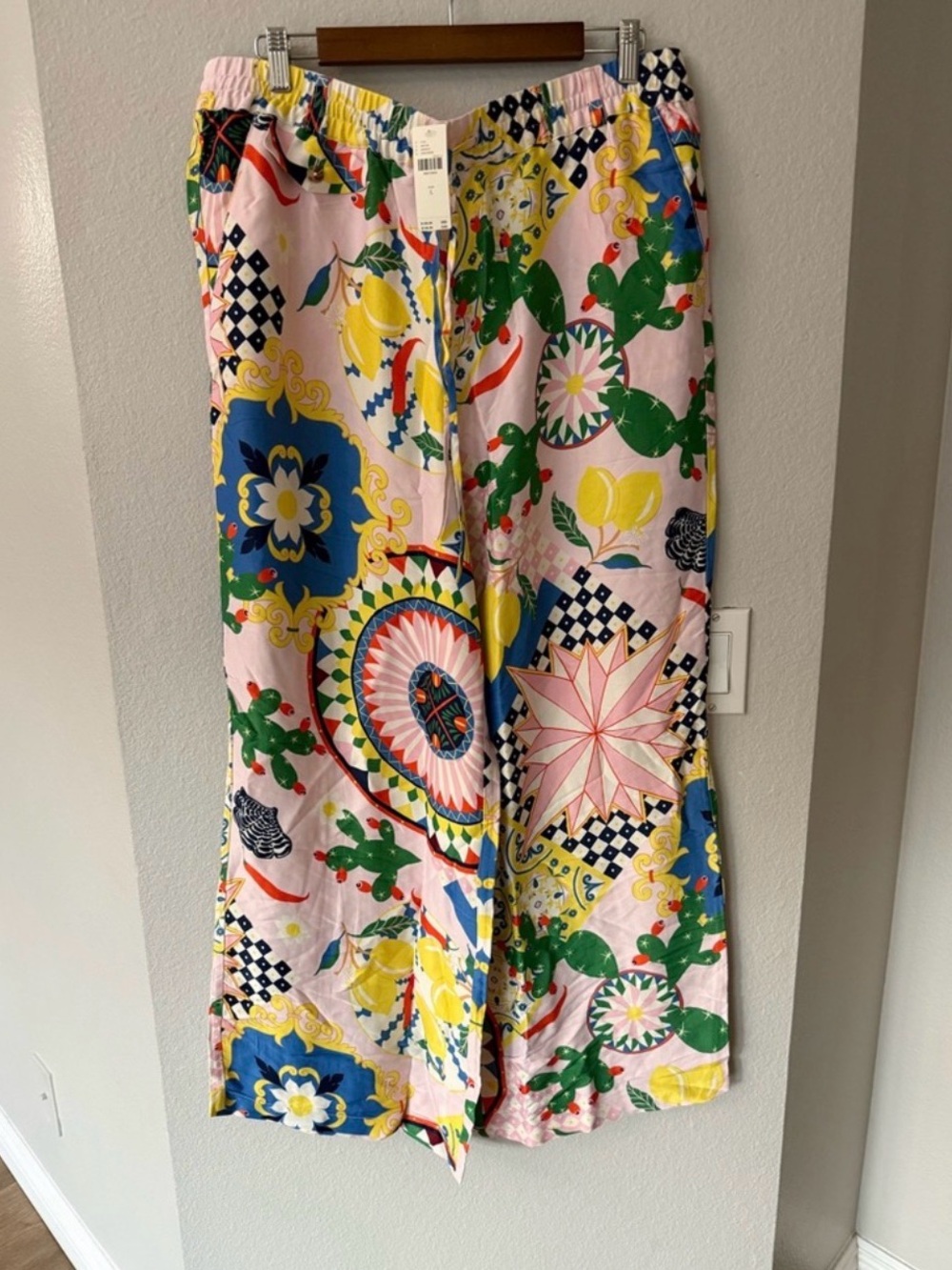 New Maeve Pink Multicolor Wide-Leg Printed Pants - Picture 4 of 5